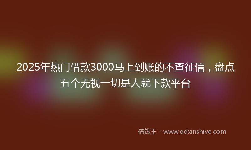2025年热门借款3000马上到账的不查征信，盘点五个无视一切是人就下款平台