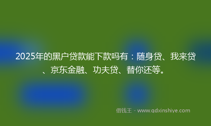 2025年的黑户贷款能下款吗有：随身贷、我来贷、京东金融、功夫贷、替你还等。