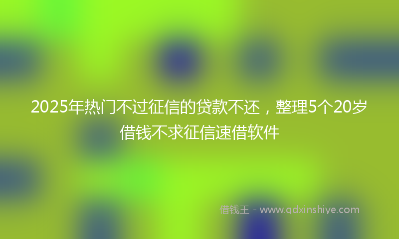 2025年热门不过征信的贷款不还，整理5个20岁借钱不求征信速借软件