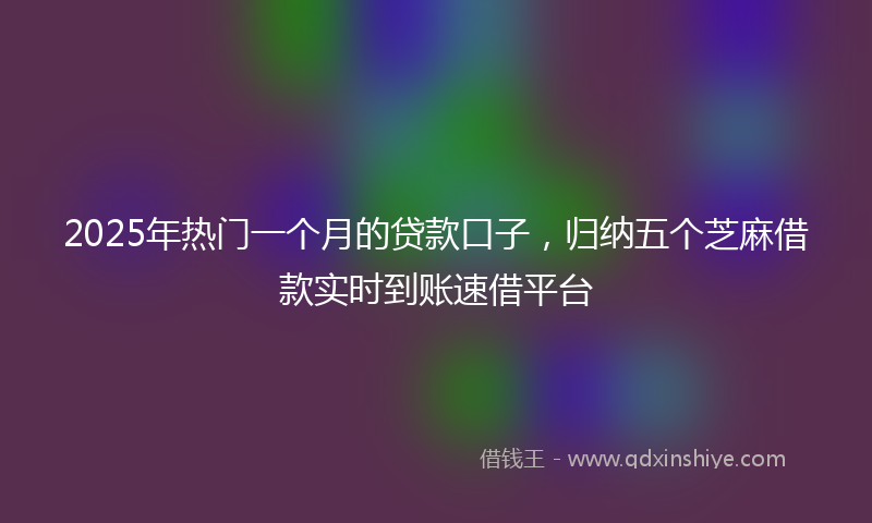 2025年热门一个月的贷款口子，归纳五个芝麻借款实时到账速借平台