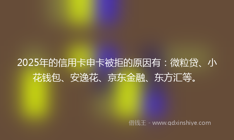 2025年的信用卡申卡被拒的原因有：微粒贷、小花钱包、安逸花、京东金融、东方汇等。
