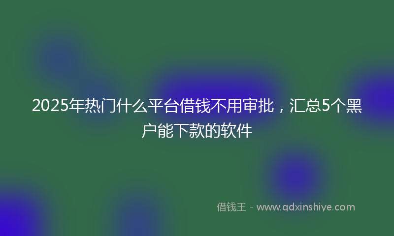 2025年热门什么平台借钱不用审批，汇总5个黑户能下款的软件
