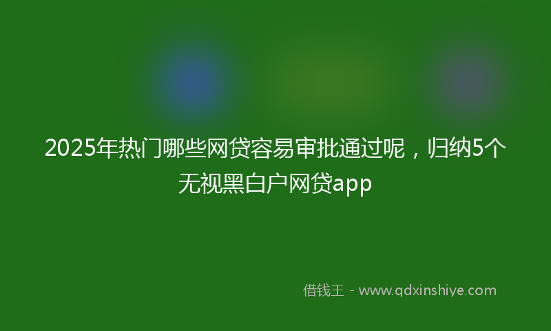 2025年热门哪些网贷容易审批通过呢，归纳5个无视黑白户网贷app