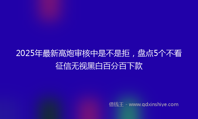 2025年最新高炮审核中是不是拒，盘点5个不看征信无视黑白百分百下款