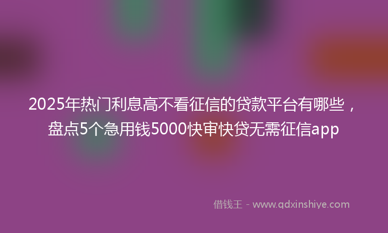 2025年热门利息高不看征信的贷款平台有哪些，盘点5个急用钱5000快审快贷无需征信app