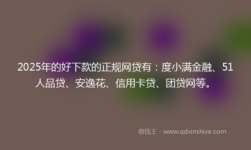 2025年的好下款的正规网贷有：度小满金融、51人品贷、安逸花、信用卡贷、团贷网等。