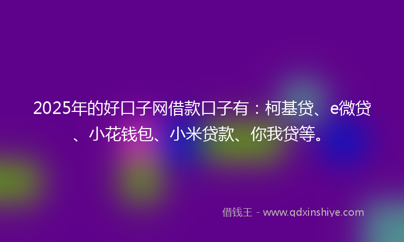 2025年的好口子网借款口子有：柯基贷、e微贷、小花钱包、小米贷款、你我贷等。