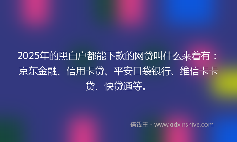 2025年的黑白户都能下款的网贷叫什么来着有：京东金融、信用卡贷、平安口袋银行、维信卡卡贷、快贷通等。