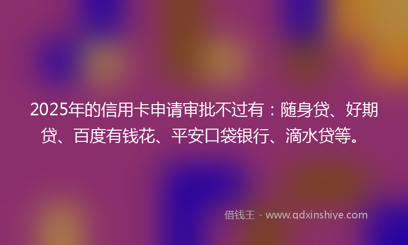 2025年的信用卡申请审批不过有：随身贷、好期贷、百度有钱花、平安口袋银行、滴水贷等。