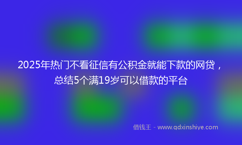 2025年热门不看征信有公积金就能下款的网贷，总结5个满19岁可以借款的平台