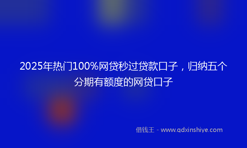 2025年热门100%网贷秒过贷款口子，归纳五个分期有额度的网贷口子