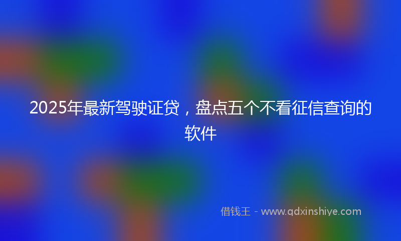 2025年最新驾驶证贷，盘点五个不看征信查询的软件