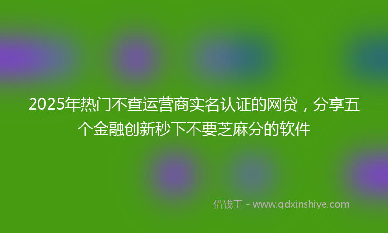 2025年热门不查运营商实名认证的网贷，分享五个金融创新秒下不要芝麻分的软件