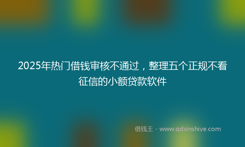 2025年热门借钱审核不通过，整理五个正规不看征信的小额贷款软件