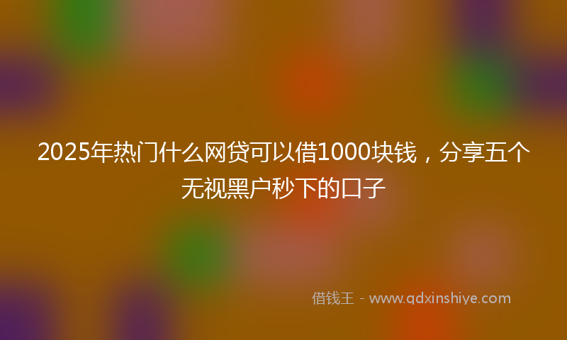 2025年热门什么网贷可以借1000块钱，分享五个无视黑户秒下的口子