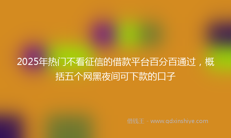 2025年热门不看征信的借款平台百分百通过，概括五个网黑夜间可下款的口子