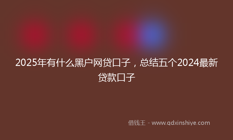 2025年有什么黑户网贷口子，总结五个2024最新贷款口子