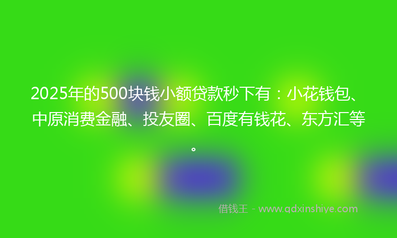 2025年的500块钱小额贷款秒下有：小花钱包、中原消费金融、投友圈、百度有钱花、东方汇等。