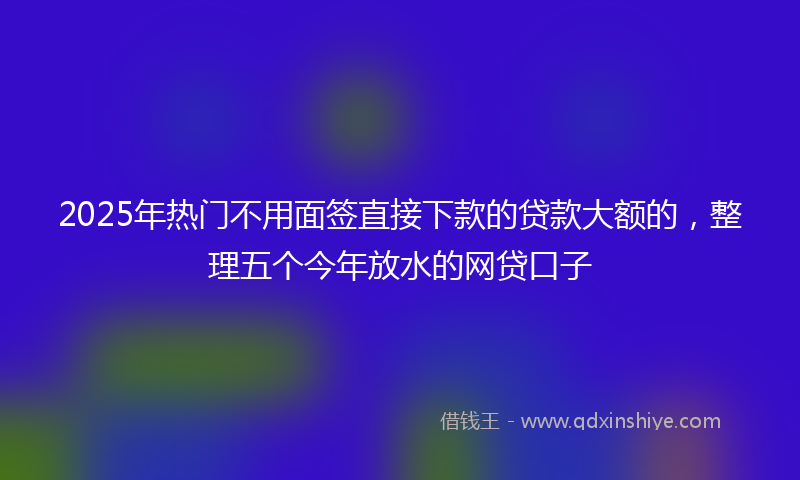 2025年热门不用面签直接下款的贷款大额的，整理五个今年放水的网贷口子