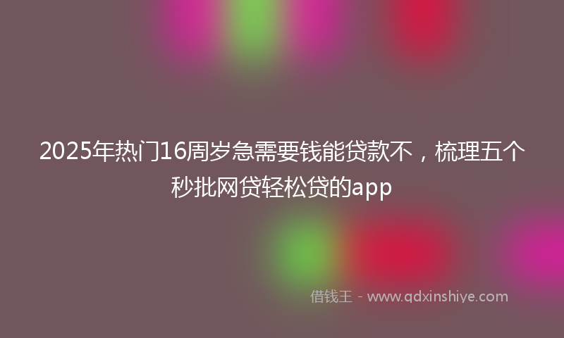 2025年热门16周岁急需要钱能贷款不，梳理五个秒批网贷轻松贷的app