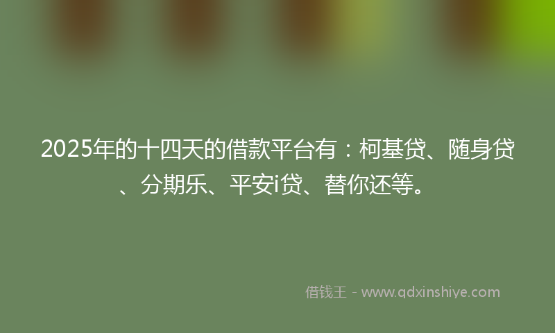 2025年的十四天的借款平台有：柯基贷、随身贷、分期乐、平安i贷、替你还等。