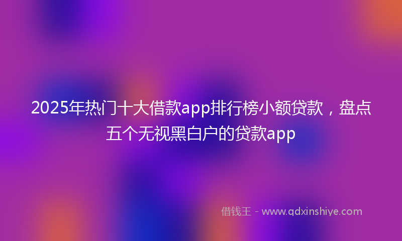 2025年热门十大借款app排行榜小额贷款，盘点五个无视黑白户的贷款app