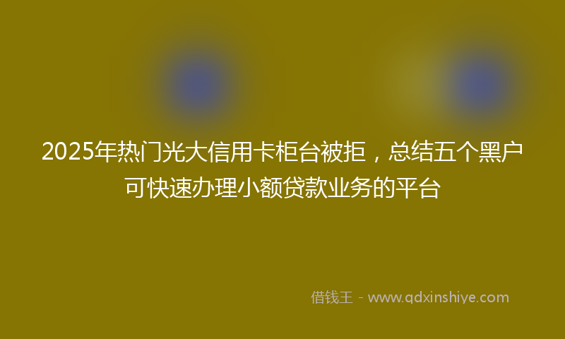 2025年热门光大信用卡柜台被拒，总结五个黑户可快速办理小额贷款业务的平台