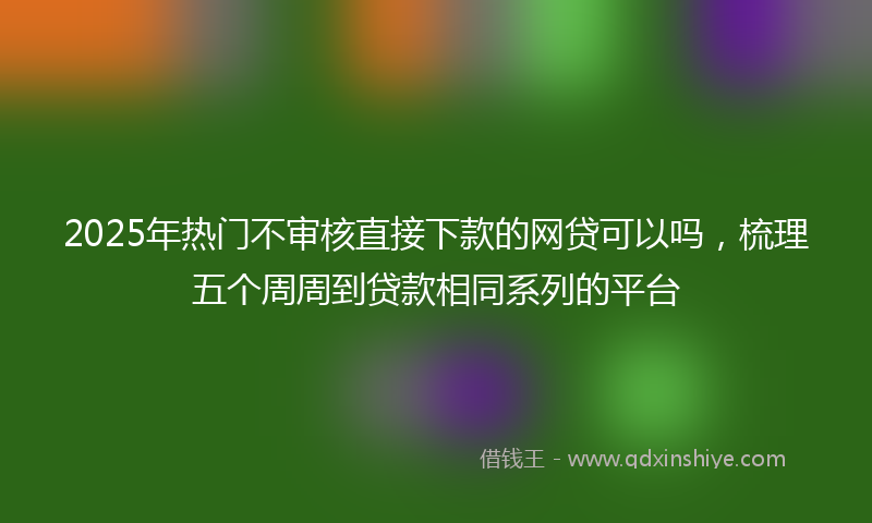 2025年热门不审核直接下款的网贷可以吗，梳理五个周周到贷款相同系列的平台