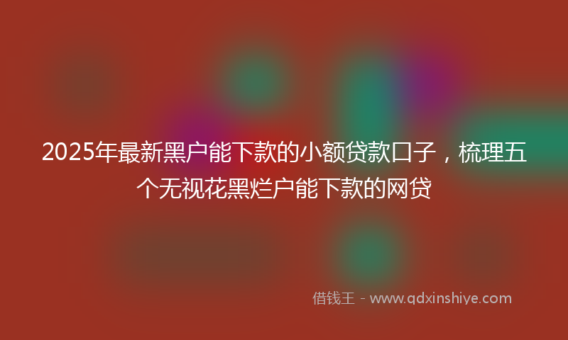 2025年最新黑户能下款的小额贷款口子，梳理五个无视花黑烂户能下款的网贷