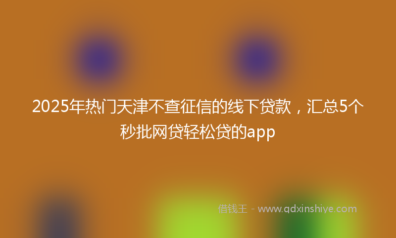 2025年热门天津不查征信的线下贷款，汇总5个秒批网贷轻松贷的app