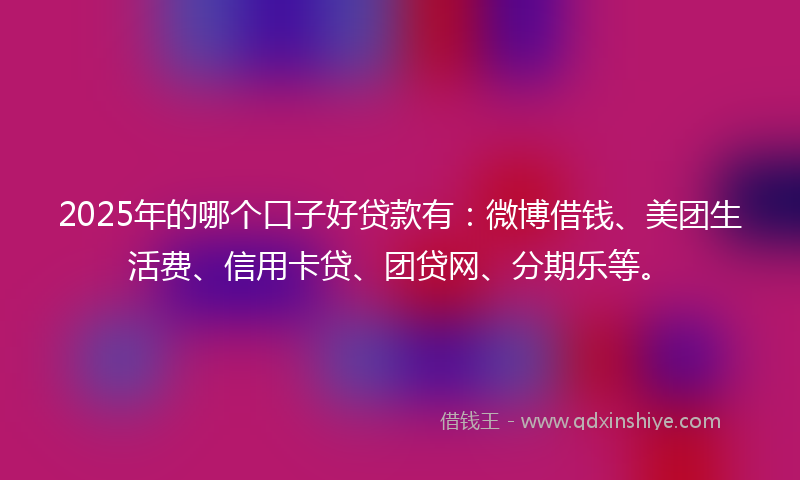 2025年的哪个口子好贷款有：微博借钱、美团生活费、信用卡贷、团贷网、分期乐等。