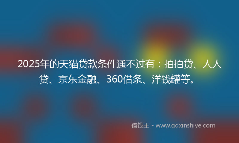 2025年的天猫贷款条件通不过有：拍拍贷、人人贷、京东金融、360借条、洋钱罐等。