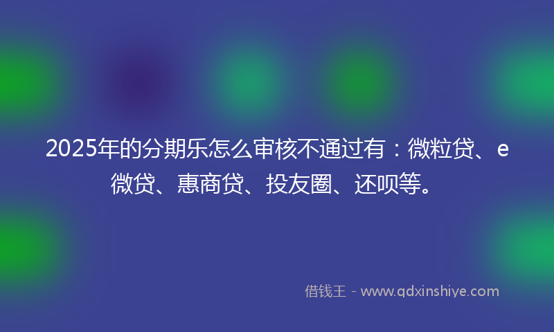 2025年的分期乐怎么审核不通过有：微粒贷、e微贷、惠商贷、投友圈、还呗等。
