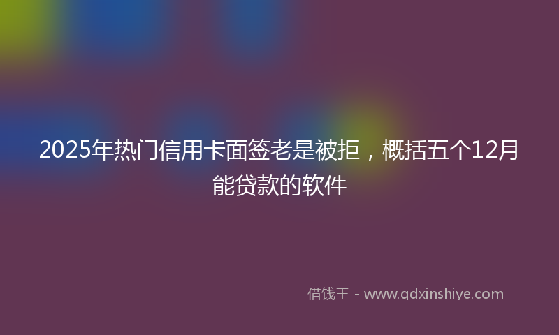 2025年热门信用卡面签老是被拒，概括五个12月能贷款的软件