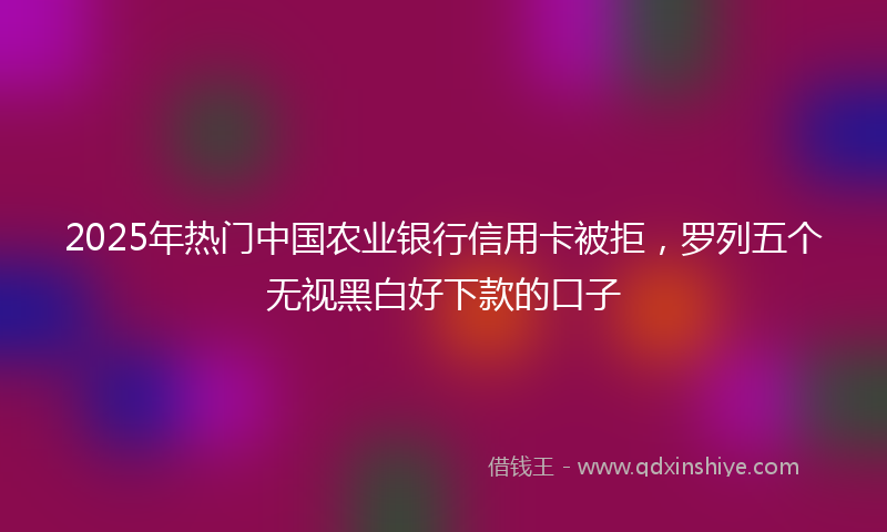 2025年热门中国农业银行信用卡被拒，罗列五个无视黑白好下款的口子