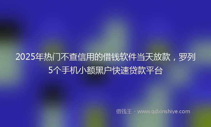 2025年热门不查信用的借钱软件当天放款，罗列5个手机小额黑户快速贷款平台