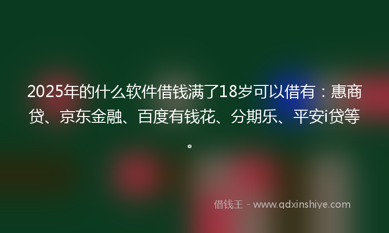 2025年的什么软件借钱满了18岁可以借有：惠商贷、京东金融、百度有钱花、分期乐、平安i贷等。