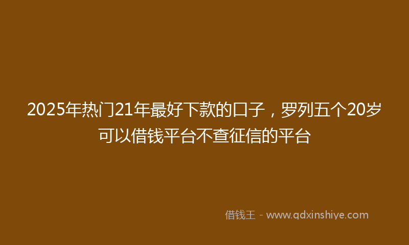 2025年热门21年最好下款的口子，罗列五个20岁可以借钱平台不查征信的平台