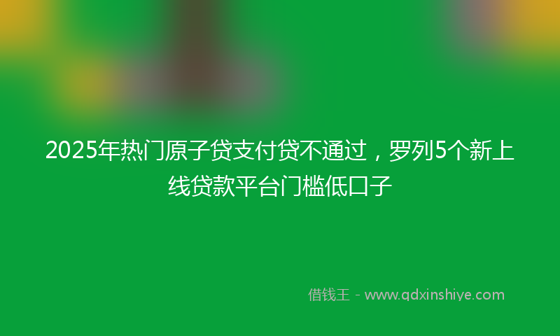 2025年热门原子贷支付贷不通过，罗列5个新上线贷款平台门槛低口子