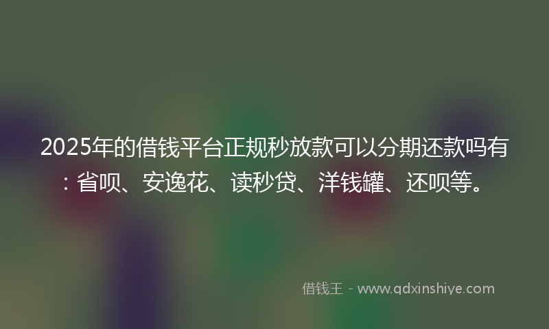 2025年的借钱平台正规秒放款可以分期还款吗有：省呗、安逸花、读秒贷、洋钱罐、还呗等。