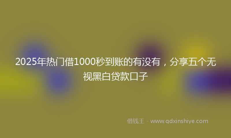 2025年热门借1000秒到账的有没有，分享五个无视黑白贷款口子