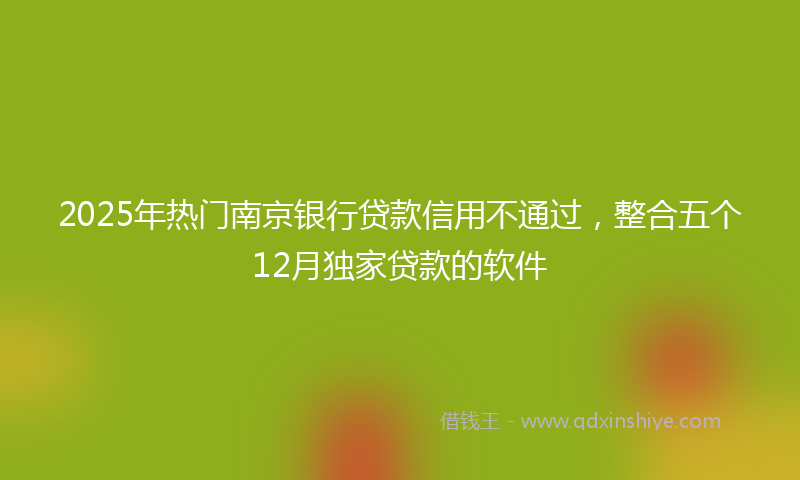 2025年热门南京银行贷款信用不通过，整合五个12月独家贷款的软件