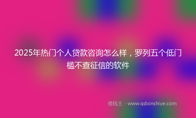 2025年热门个人贷款咨询怎么样，罗列五个低门槛不查征信的软件