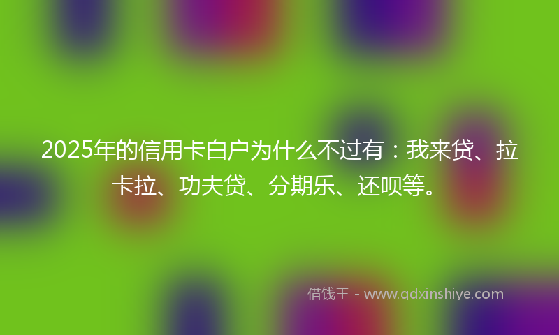 2025年的信用卡白户为什么不过有：我来贷、拉卡拉、功夫贷、分期乐、还呗等。