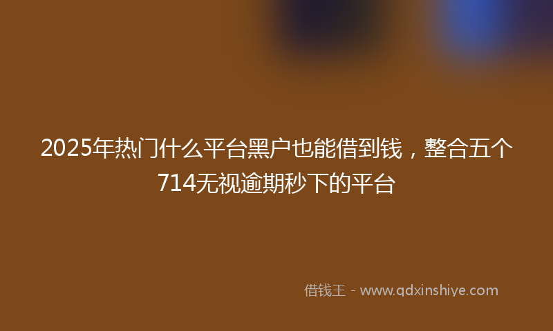 2025年热门什么平台黑户也能借到钱，整合五个714无视逾期秒下的平台
