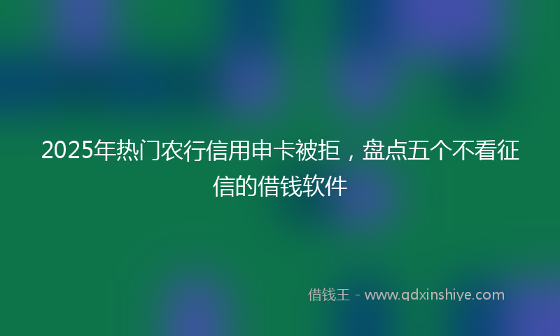 2025年热门农行信用申卡被拒，盘点五个不看征信的借钱软件