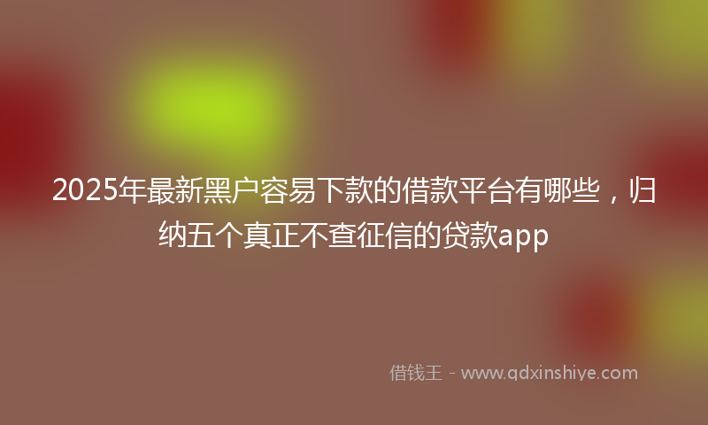 2025年最新黑户容易下款的借款平台有哪些，归纳五个真正不查征信的贷款app