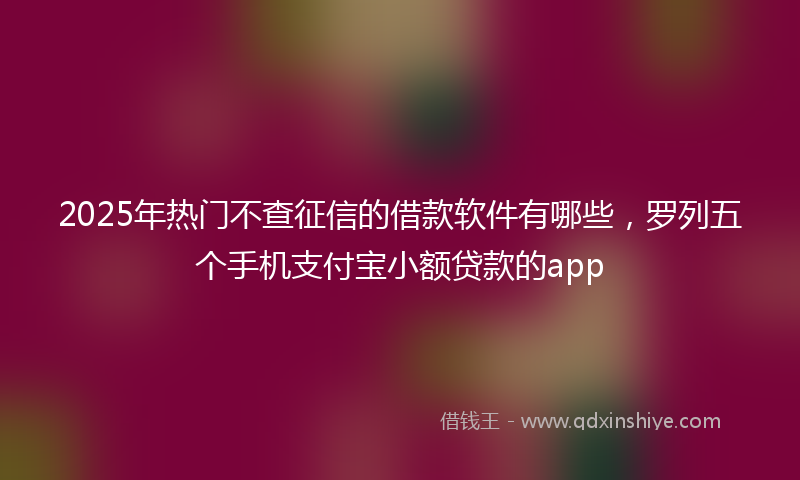 2025年热门不查征信的借款软件有哪些，罗列五个手机支付宝小额贷款的app