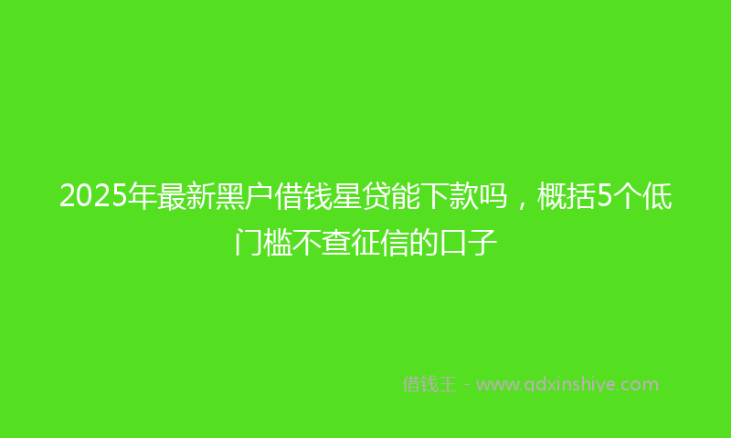 2025年最新黑户借钱星贷能下款吗，概括5个低门槛不查征信的口子