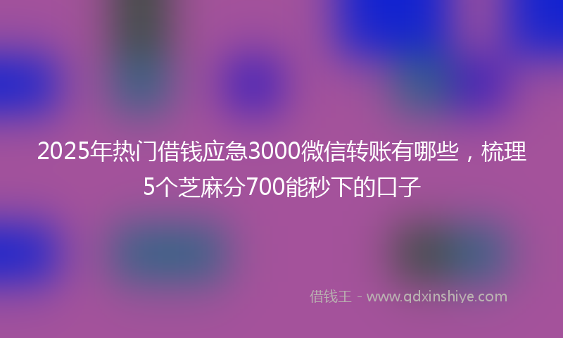 2025年热门借钱应急3000微信转账有哪些，梳理5个芝麻分700能秒下的口子